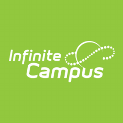 The words "Infinite Campus" and a stylized infinity symbol over a bright green background